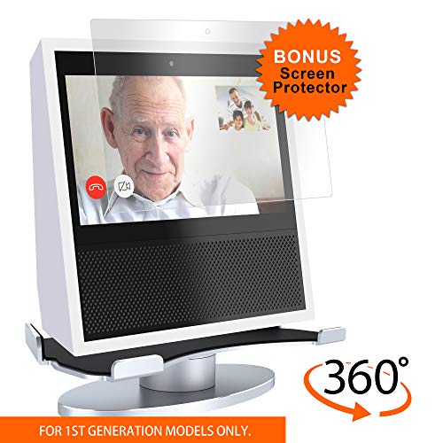 andColors Premium Stand for 1st gen. Echo Show. Convenient 360 Degree Rotation with Smooth Precision Ball Bearings. Screen Protector. Stable & Sturdy with Non-Scratch Surface.(Silver)
