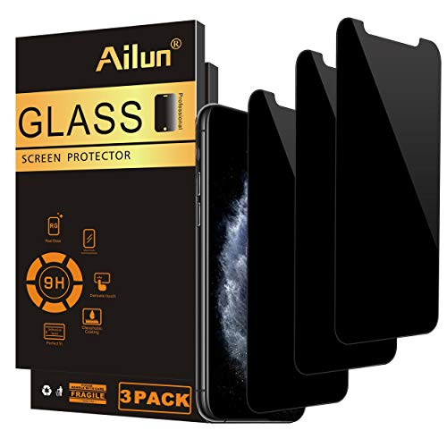 Ailun Privacy Screen Protector Compatible with iPhone 11 Pro/X/Xs 5.8 Inch 3Pack Anti Spy Private Case Friendly,Tempered Glass [Black] - Click to Buy