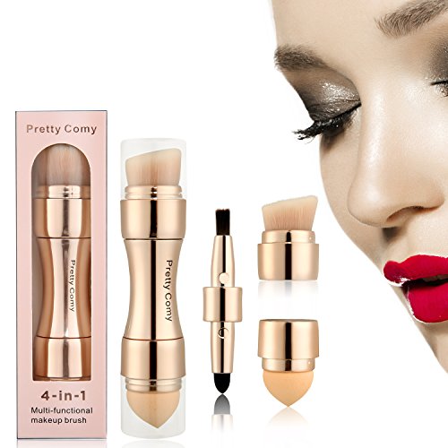 4 in 1 Makeup Brush Set, Eyeshadow Eye Lip Face Concealing Blush Foundation Brush by Pretty Comy - Click to Buy