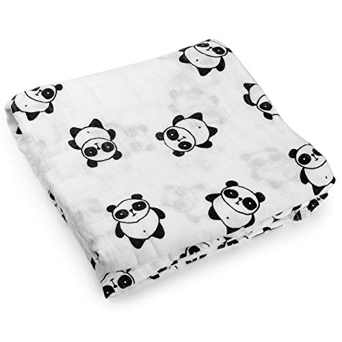Kyapoo Muslin Swaddle Blankets 100% Cotton, Soft and Breathable,Panda, Large 47’’ X 47’’, 1 Pack - Click to Buy