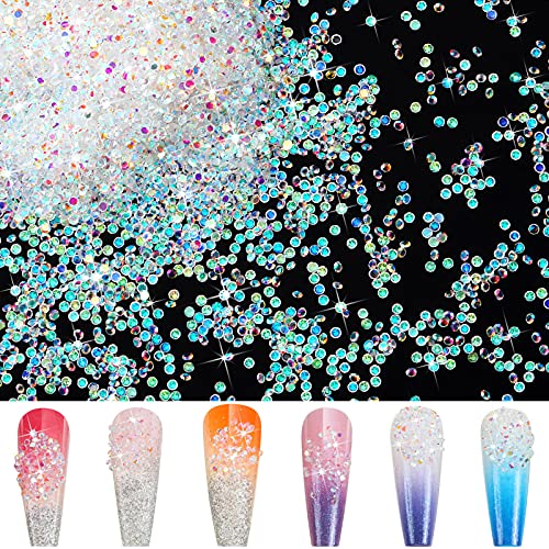 Bememo 8000 Pieces Sparkly Micro Rhinestones Crystal Mini Rhinestones Ab Clear Tiny Rhinestones Nail Art Gems Nail Decorations - Click to Buy