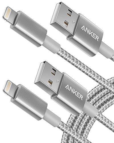 Anker 6ft Premium Nylon Lightning Cable [2-Pack], Apple MFi Certified for iPhone Chargers, iPhone Xs/XS Max/XR/X / 8/8 Plus / 7/7 Plus / 6/6 Plus / 5s, iPad Pro Air 2, and More(Silver) - Click to Buy