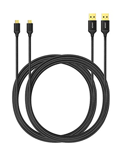 Anker Micro USB Cable Nylon 1.8 m [Pack of 2] High Speed Sync and Charging Cable with Gold-Plated Connectors for Samsung, HTC, Huawei, Sony, Nokia, Nexus, Kindle and Other Android Smartphones (Black) - Click to Buy