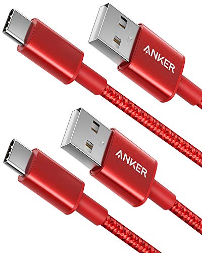 USB Type C Cable, Anker [2-Pack 3Ft] Premium Nylon USB-C to USB-A Fast Charging Type C Cable, for Samsung Galaxy S10 / S9 / S8 / Note 8, LG V20 / G5 / G6 and More(Red) - Click to Buy