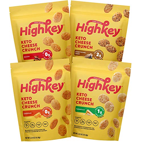 HighKey Snacks Cheese Crunch - Cheese & Egg White High Protein Cheese Crisps - Low Carb, Keto Friendly, Gluten Free, Healthy Snack - Ketogenic Food For Any Diet with Natural Ingredients - Variety - Click to Buy