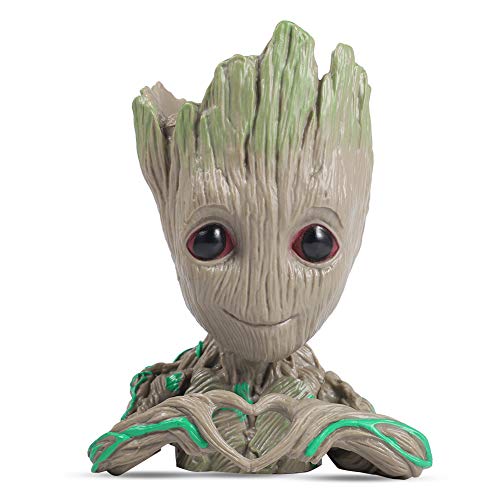 Flowerpot Treeman Heart-Shaped Groot Succulent Planter Cute Green Plants Flower Pot with Hole Pen Holder - Click to Buy