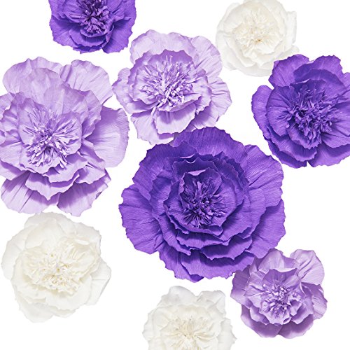 Ling Moment de fleur en papier Couleurs mélangées Cream White+light Violet+violet（large 9pcs） - Click to Buy