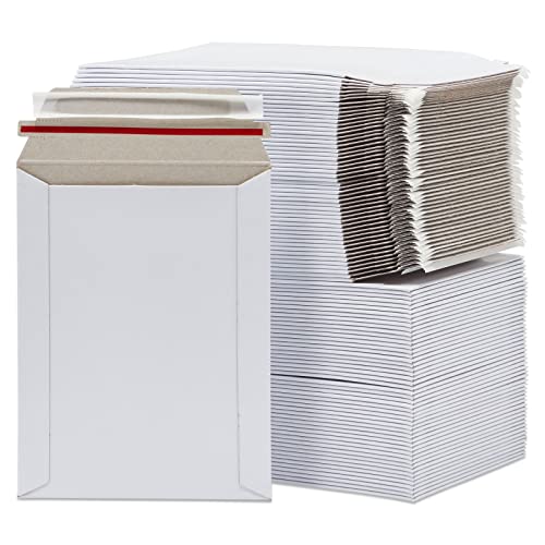 Juvale Lot de 100 enveloppes rigides en carton épais auto-adhésives pour expédition de photos, documents, cartes à collectionner (15,2 x 20,3 cm) – 550 g/m² (blanc) - Click to Buy