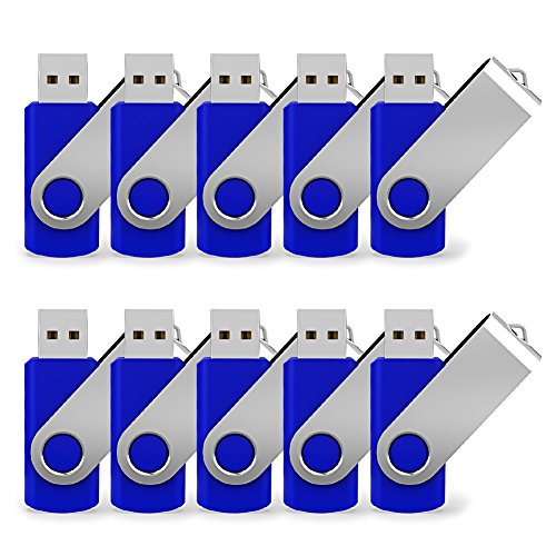 JUANWE 10 Pack 32GB USB Flash Drive USB 2.0 Thumb Drives Jump Drive Fold Storage Memory Stick Swivel Design - Blue - Click to Buy