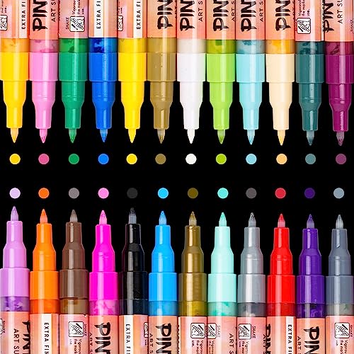 PINTAR Fine Tip Paint Pens For Rock Painting Art - 24 Pack Acrylic Fine Point Pens for Wood, Glass, Metal and Ceramic - Water Resistant and Quick Drying Ink For Arts & Crafts. - Click to Buy
