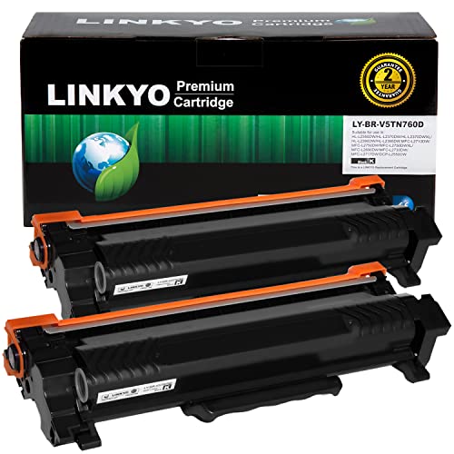 LINKYO Compatible Toner Cartridge Replacement for Brother TN760 TN-760 TN730 (Black, High Yield, 2-Pack) - Click to Buy