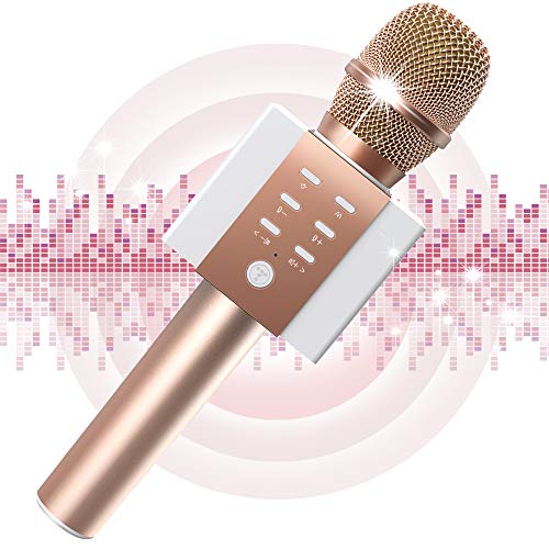 Wireless Karaoke Microphone for Kids Teenagers Girls Adults, Portable Bluetooth Karaoke Singing Mic Machine with Speaker, Superior Stereo Sound, Best Birthday Gifts for Kids Age 5 Years Old and Plus