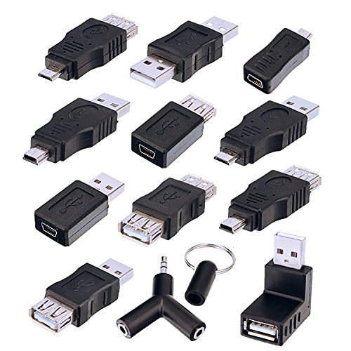 Sunmns OTG USB Mini Micro Male to Female Connector Adapter Converter, Support Data Sync and Charging, 13 Pieces - Click to Buy