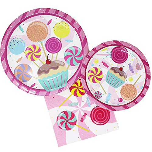 Blue Orchards Candy Plates and Napkins (52 Pieces for 16 Guests) - Candy & Ice Cream Party Decorations, Two Sweet and Candyland Birthday Party, Halloween Plates and Napkins - Click to Buy