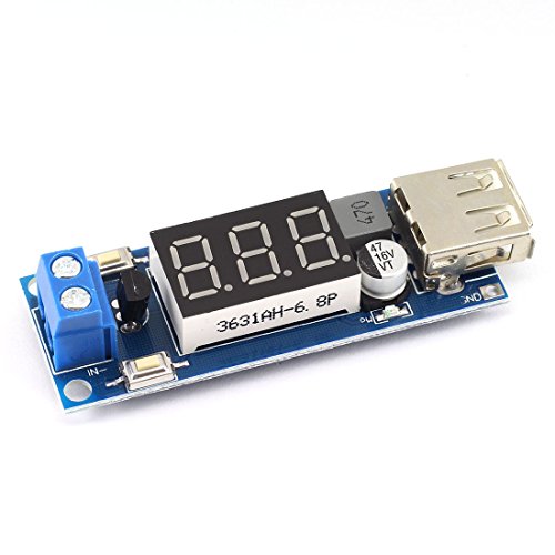 DZS Elec DC-DC Buck Constant Voltage Converter 4.5V-40V to 5V 2A USB Output Voltmeter Step-Down Module for DIY USB Charge Board, Voltmeter Monitor, Voltage Converter - Click to Buy