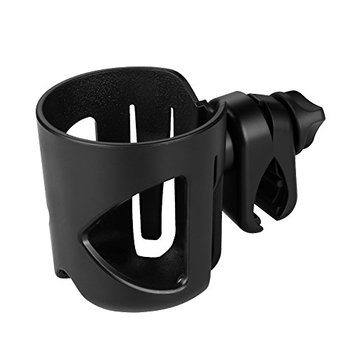 KINOEE Porte-gobelet universel, porte-gobelet pour poussette, grand calibre avec un crochet, rotation universelle à 360 degrés, noir - Click to Buy