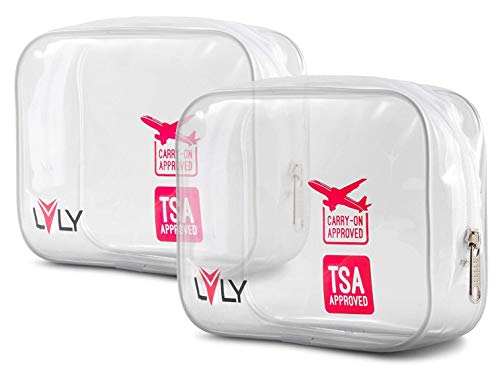 TSA Approved Quart Size Toiletry Bag - Clear for Travel Size Toiletries Shaving Kit or Makeup and Cosmetic Accessories - For Women or Men by LVLY - Click to Buy