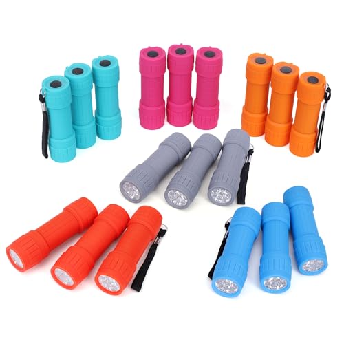 FASTPRO 18-Pack, 9-LED Mini Flashlight Set, AAA Batteries are Included and Pre-Installed, Perfect for Class Teaching, Camping, Wedding Favor - Click to Buy