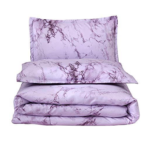 A Nice Night Marble Design Quilt Comforter Set Bed-in-a-Bag,Queen (Purple-Marble) - Click to Buy