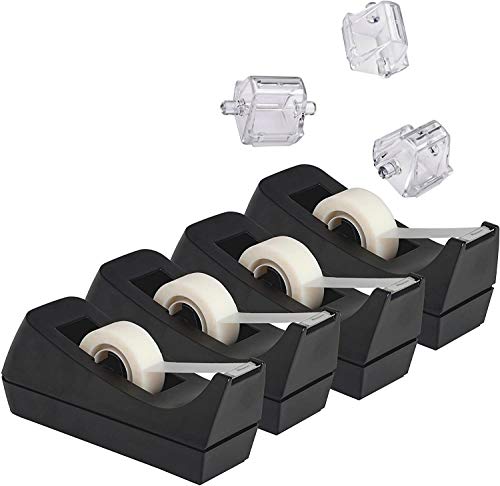 Schreibtisch-Klebebandabroller, 4er-Pack, rutschfeste Unterseite, mit 3 extra Klebebandabrollern, -Kern (Klebeband nicht im Lieferumfang enthalten), perfekt für Büro, Zuhause, Schule â€“ Vorteilspack