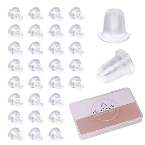 BEADNOVA Earring Backs for Studs Plastic Rubber Clear Earring Backs Silicone Pierced Earring Backings Secure Safety Hypoallergenic Earring Stoppers for Hook Earring (1000 pcs) - Click to Buy