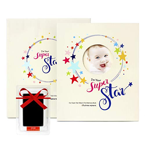 First-five Year Baby Memory Book +Ink pad Set- Record Monthly Milestone Books Newborn Girl, boy & Gifts for Baby Shower- 4X6 Photo Cute Album Journal - Click to Buy