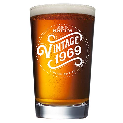 Cabtick 53rd Birthday Gifts for Men Women - 1969 Vintage 16 oz Beer Pint Glass - 53 Year Old Gifts - Funny Gag 53rd Birthday Gifts Ideas Decorations for Men Dad Mom Husband Wife Turning 53 - Click to Buy