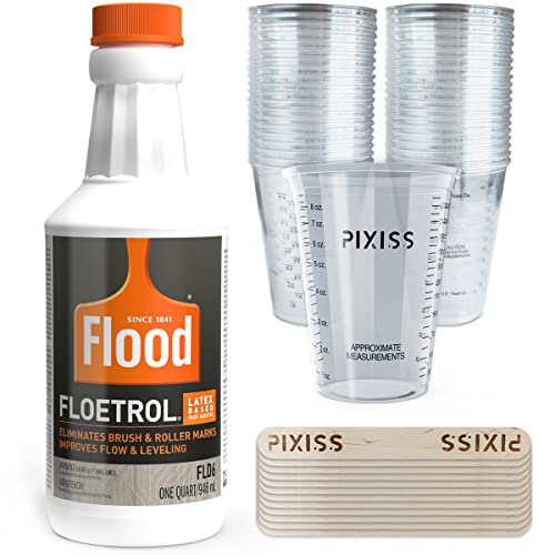 1 Quart Floetrol Additiv 20x 284 g Einwegbecher mit abgestuften transparenten Kunststoffbecher zum Mischen von Farbe, Flecken, Epoxid, Harz, 20 x 15,2 cm Pixiss Holzmischstäbchen - Click to Buy