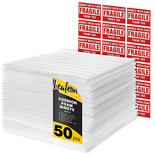 12" x 12" Foam Wrap Sheets for Packing Moving Shipping and Storage Supplies - Cushion Foam Wraps is Great Alternative to Air and Bubble Cushioning Wrap - 50 Pack - Click to Buy