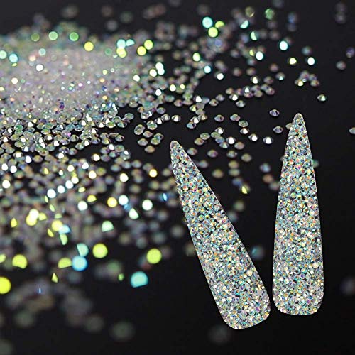 5000Pcs Tiny Nail Rhinestones 1.2mm Clear AB Flatback Glass Pixie Crystals, Iridescent Nail Gems Long Lasting Shine Small Sugar Beads Dust Nail Charms for Nail Design DIY Crafts Accessories - Click to Buy