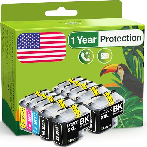 Limeink 10 Pack Remanufactured LC20E Super High Yield Ink Cartridges Compatible with MFC-J5920DW MFC-J985DW XL MFC-J775DW Printers LC20EBK LC20EM LC20EC XXL LC20EY 4 Black, 2 Cyan, 2 Magenta, 2 Yellow - Click to Buy