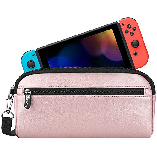 Fintie Carrying Case for Nintendo Switch, Protective Sleeve Pouch Bag with Side Pocket & Foldable Game Storage Sheet for Nintendo Switch and Accessories - Rose Gold - Click to Buy