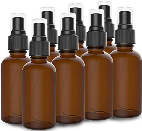 8 Pack Amber Spray Bottles 2oz - [THE PERFECT SPRAY] - Empty Glass Bottles For Cleaning Solutions - Best Refillable MIST SPRAY Pack Perfume Atomizer [2oz] - Click to Buy