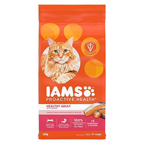 IAMS PROACTIVE HEALTH Healthy Adult Dry Cat Food – Salmon – 3.18KG (7LB) Bag