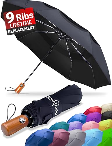 NEW Premium Umbrella Windproof - Large Umbrella Travel - Compact Umbrella Automatic - Travel Umbrella Folding - Portable Umbrella Auto - Oversized Umbrella Black Rain Umbrella - Mens Umbrella Compact