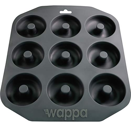 Wappa Große Pfanne, super antihaftbeschichtet, aus Silikon, für 9 Donuts, BPA-frei, FDA- und LFGB-zertifiziert, ofen- und spülmaschinenfest, Donut-Form, dunkelgrau - Click to Buy