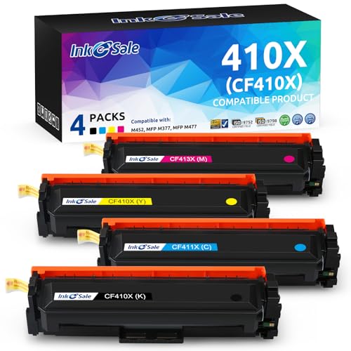 INK E-SALE Remanufactured CF410X Toner Replacement for HP 410X CF410X CF411X CF412X CF413X High Yield 4-Pack Color Set for HP Pro M452dn M452dw M452nw MFP M477fdw M477fnw M477fdn M377dw Printer - Click to Buy