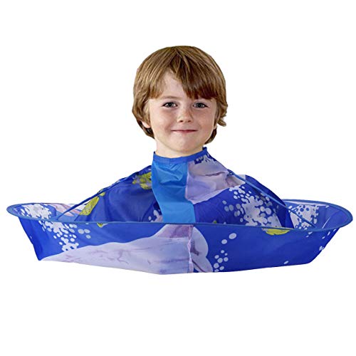 CCbeauty Professional Barber Cape for Kids Hair Cutting Cape,Haircut Cape, Waterproof Foldable Adjustable Haircut Catcher Umbrella, Hair Cutting Tools for Children,Dolphin - Click to Buy