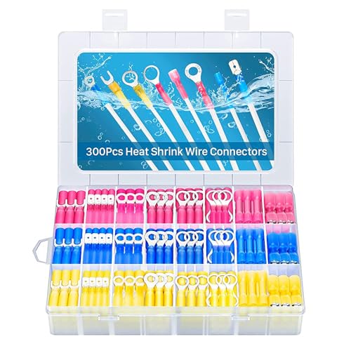 300 Pcs Heat Shrink Wire Connectors, Eventronic Heat Shrink Butt connectors,Waterproof Terminals Kit, Ring, Fork, Spade, Butt Terminal - Click to Buy