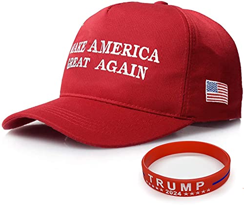 Sumyer MAGA Trump Hat, Donald Trump Cap, Keep American Great Trump 2024 Hat with Wristband (MAGA-Red)(Size:L) - Click to Buy