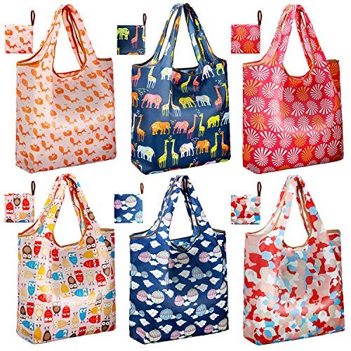 REGER 35 LBS Reusable Shopping Grocery Bags Foldable, Durable Rip Stop Nylon Fabric Cloth Tote, Washable and Recycle Gift Bag with Pouch, Compact and Light Weight for Camping, Outdoor, Storage - Click to Buy