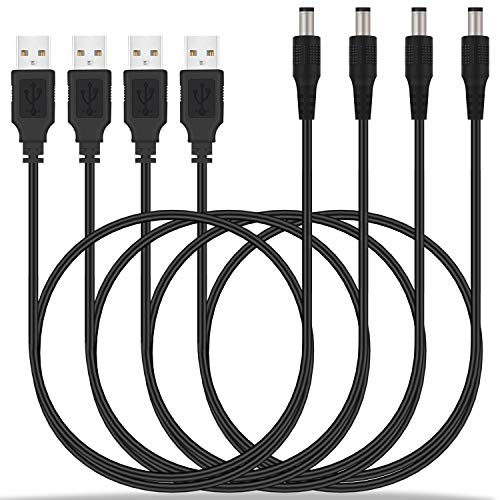 aceyoon 5V DC Power Supply 3ft, 4 Pack USB to 5.5mm x 2.1mm Barrel Connector, DC 5V 2A Power Cord Compatible for Laptop, Notebook, HUB Splitter, Router, LED Lights, USB Speaker - Click to Buy