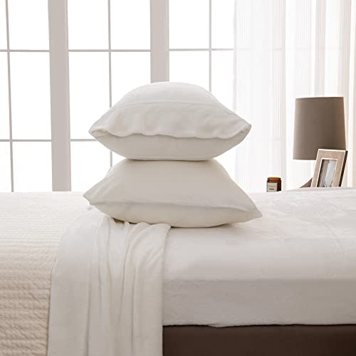 Extra Soft Cozy Velvet Plush Sheet Set. Deluxe Bed Sheets with Deep Pockets. Velvet Luxe Collection (Queen, White) - Click to Buy