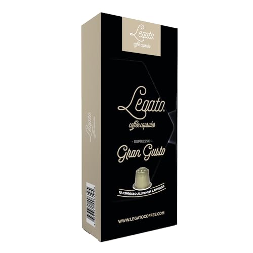 Legato Espresso Capsules - 10/100 count - Single-Serve Coffee Pods - Compatible with Nespresso OriginalLine Machine - Cafe-style Coffee at Home (10, Gran Gusto Strength 7) - Click to Buy