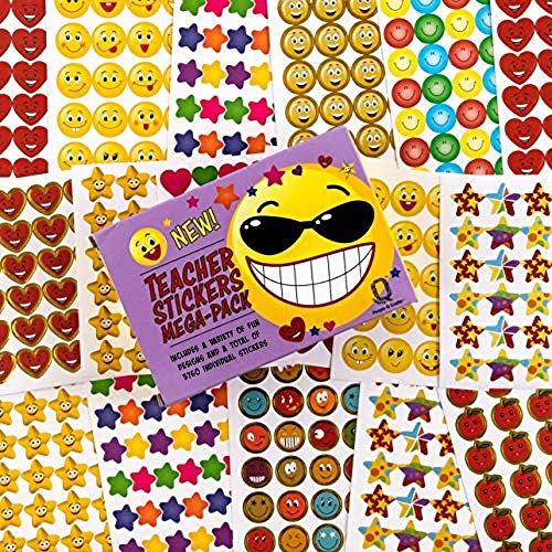 Teacher Stickers 5760 Pack Fun Small Reward Stickers for Classroom Assorted Mega Bulk Pack with 10 Designs - Click to Buy