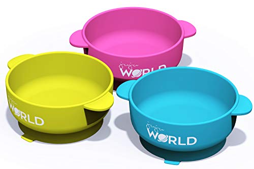 Juju World 3 Baby Bowls with High Suction Base Set - Great for Feeding Kids & Toddlers - Fridge, Microwave & Dishwasher Compatible - Eco-Friendly, BPA Free Silicone - Click to Buy
