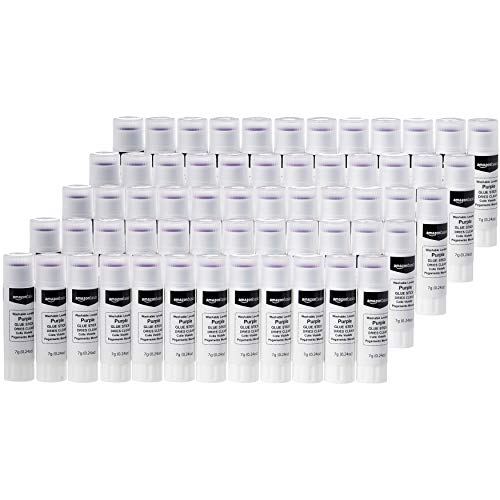 Amazon Basics Purple Washable School Glue Sticks, Dries Clear, Non-Toxic, 0.24-oz Stick, 60-Pack - Click to Buy