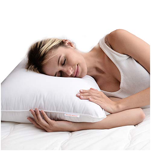 Homelike Moment Bed Pillows for Sleeping 2 Pack Down Alternative Pillow King Size Pillows Set of 2 100% Cotton Fabric Hypoallergenic (King 20x36 inch) - Click to Buy