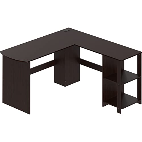 SHW 51 x 51 Inches L-Shaped Home Office Wood Corner Desk wtih Storage, Espresso - Click to Buy