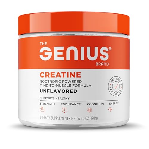 Genius Micronized Creatine Monohydrate Powder, Post Workout Supplement, Unflavored - 100% Naturally Flavored & Sweetened - Supports Muscle Building, Cellular Energy & Cognitive Function – 170g - Click to Buy